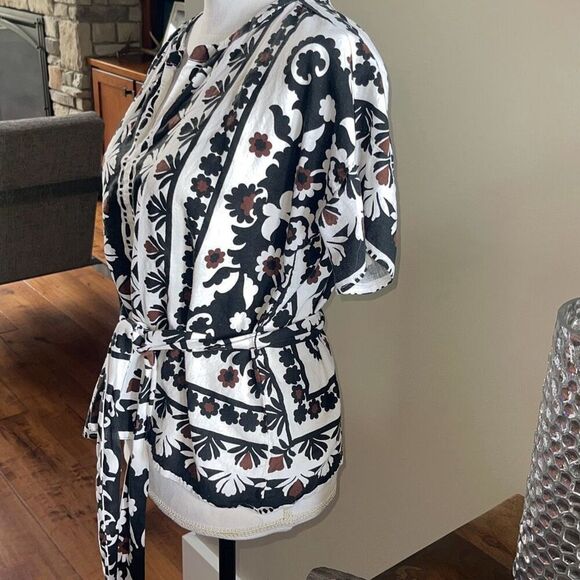 Ann Taylor Scarf Print Tie Waist Dolman Top - Picture 2 of 11